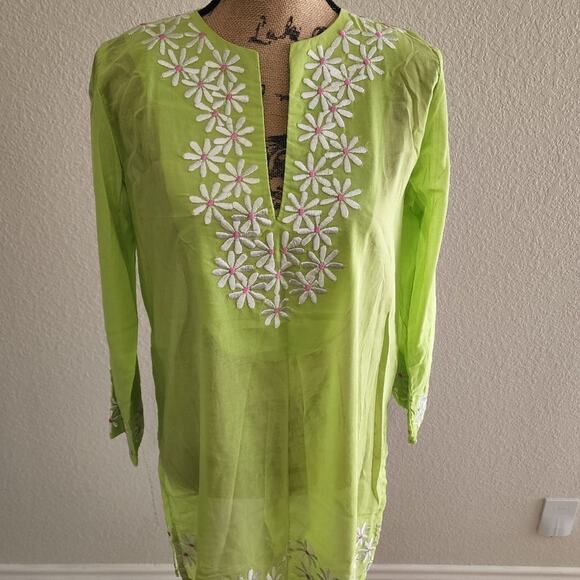 BARBARA GERWIT tunic length‎ embroidered floral Kurti size medium - Picture 2 of 9